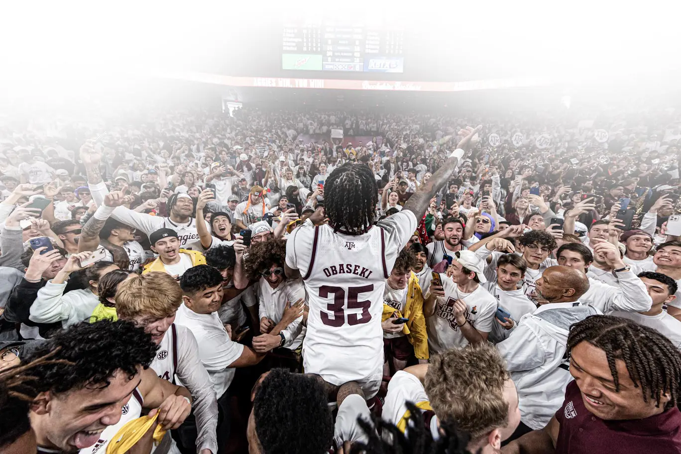 Basketball team celebrating