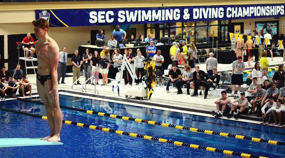 Sam Thornton on diving board